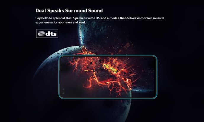 Speaker Stereo dengan DTS 3D infinix note 8